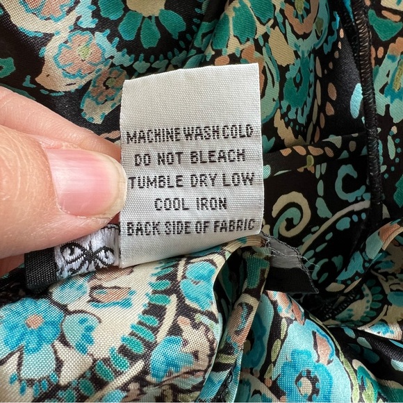 Self Esteem Turquoise & Black Floral Satin 90s Y2K Milkmaid Tank Size Large - Picture 6 of 6